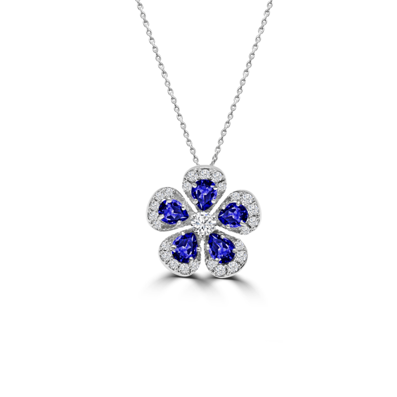 VIVAAN 'Chamomile' Blue Sapphire & Diamond Pendant